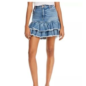 Alice & Olivia worn once Denim Ruffle Skirt